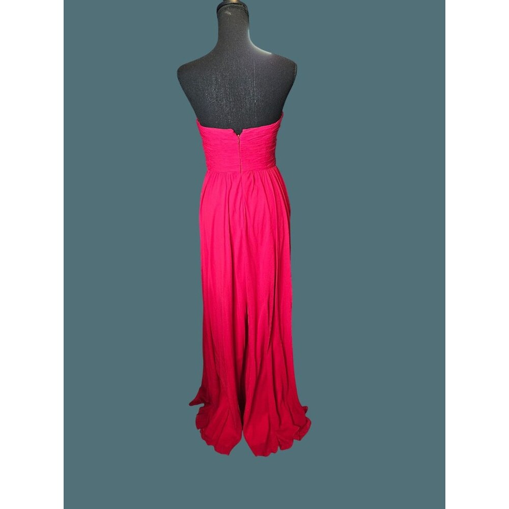Aidan Mattox Silk Strapless Long Red Pinkish Gown Women Size 4 Formal Prom - Picture 7 of 10
